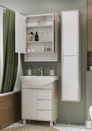 Зеркальный шкаф Aquaton Рико 65 1A215202RIB90 Белый Ясень фабрик 