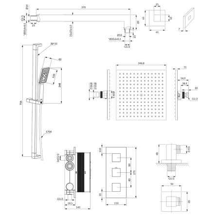 Душевой комплект Omnires Fresh SYSFR12XCR 