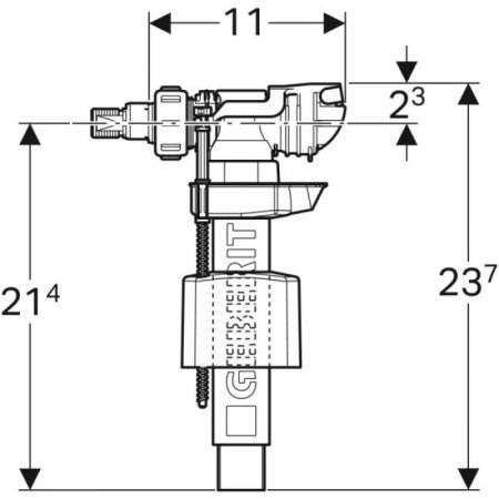 Арматура для бачка унитаза Geberit 240.717.00.1: впускной клапан тип 380, подвод воды сбоку, 3/8 