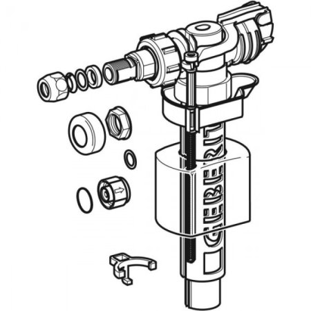 Арматура для бачка унитаза Geberit 240.717.00.1: впускной клапан тип 380, подвод воды сбоку, 3/8 
