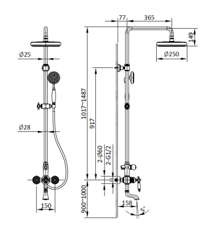 Душевая система AltroBagno Opera 03-02.05 Cr хром 