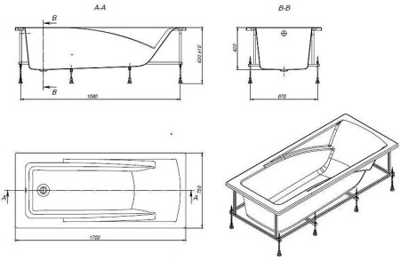 Акриловая ванна Roca Hall 170х75 ZRU9302768 без гидромассажа 