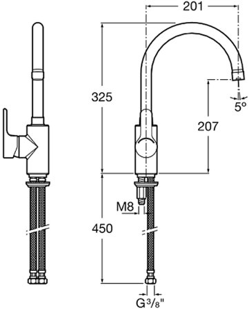Смеситель для кухни Roca L20 CS 5A8409C0M Хром 