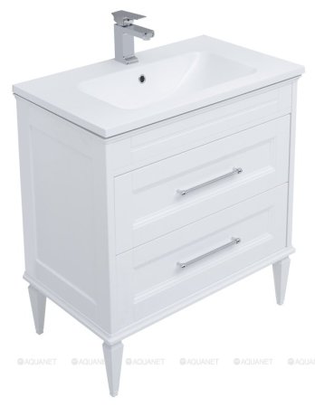 Тумба с раковиной Aquanet Бостон М 80 белый (лит. мрамор) 