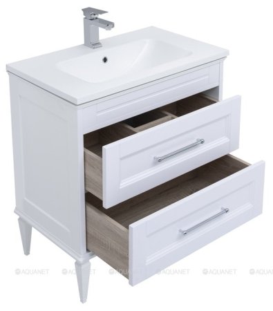 Тумба с раковиной Aquanet Бостон М 80 белый (лит. мрамор) 