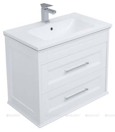 Тумба с раковиной Aquanet Бостон М 80 белый (лит. мрамор) 