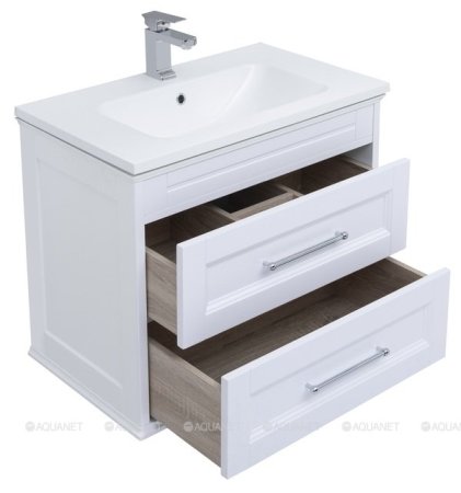 Тумба с раковиной Aquanet Бостон М 80 белый (лит. мрамор) 