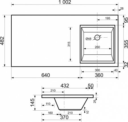 Тумба с раковиной Эстет Dallas Luxe 100 подвесная, 2 ящика, R 