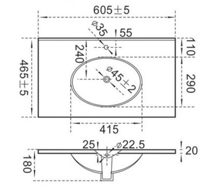 Раковина CeramaLux 9060F врезная 