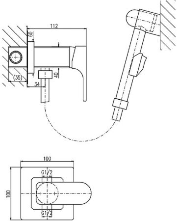 Гигиенический душ со смесителем Rav Slezak Yukon YU147/1CMAT Черный матовый 
