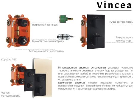 Душевая система Vincea VSFW-102TCH с термостатом Хром 