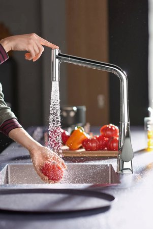 Смеситель Hansgrohe Metris M71 73801000 для кухонной мойки, хром 