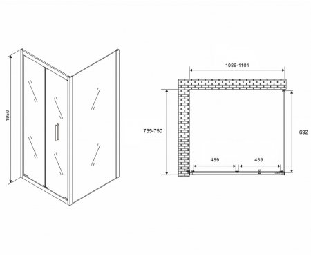 Душевой уголок Abber Sonnenstrand 110х75 AG07110-S75 профиль Хром стекло прозрачное 
