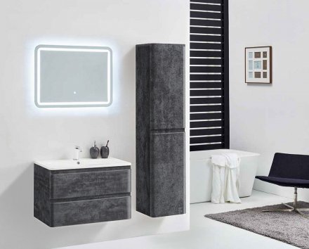 Мебель для ванной Vincea Alba 800 подвесная, 2 ящика, Stone (белая раковина) 