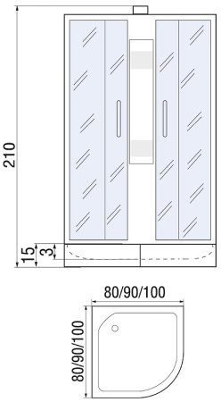 Душевая кабина River Nara Light 90x90 МТ Б/К 10000002911 с поддоном 