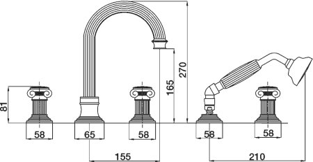 Смеситель Cezares Olimp BVD 01 O на борт ванны 