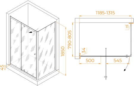 Душевой уголок RGW PA-44 (PA-02 + Z-050-1) 1200x800 