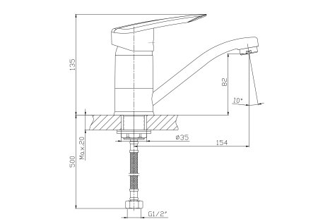Смеситель однорычажный для раковины HAIBA HB4506-2 хром 