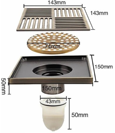 Душевой трап Gappo G81501-4 с решеткой Бронза 