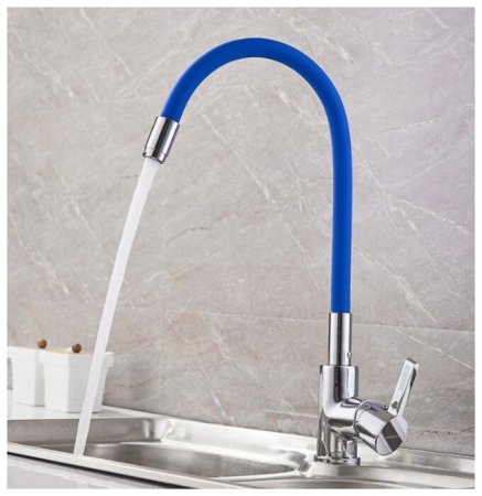 Смеситель Ledeme L4898-6 для кухонной мойки, хром/синий 