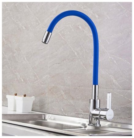 Смеситель Ledeme L4898-6 для кухонной мойки, хром/синий 