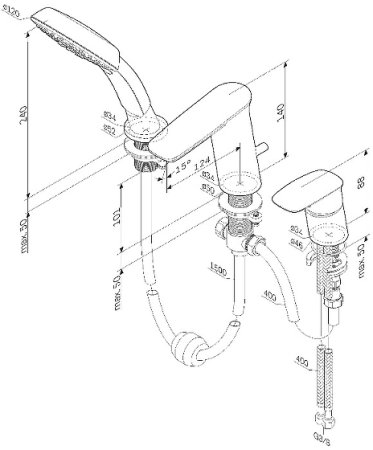 Смеситель на борт ванны AM.PM Inspire V2.0 F50A01300 Хром 