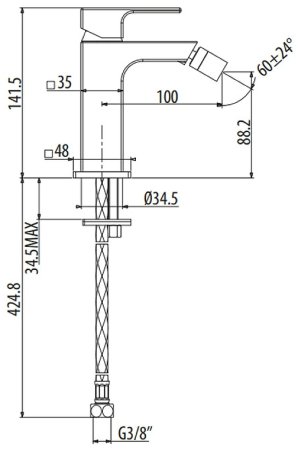 Смеситель для биде Gattoni Kubik 2564/25NO Черный матовый 