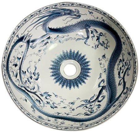 Раковина-чаша Bronze de Luxe Dynasty 40 4008 Белая Синяя 