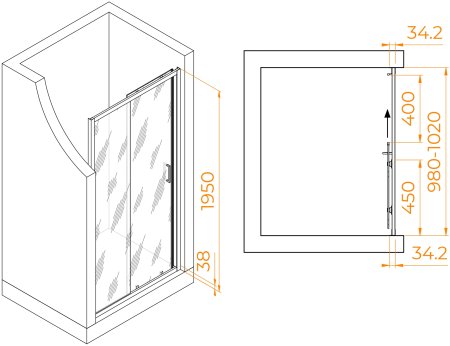 Душевая дверь RGW PA-14Gr 1000 