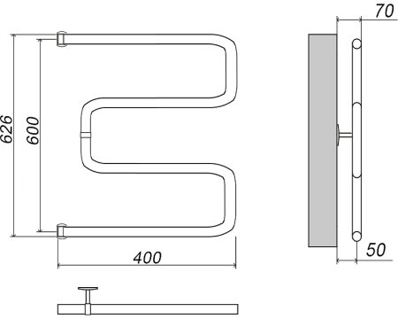 Водяной полотенцесушитель Grota Kamelo 600х400 Хром 