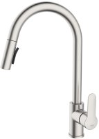 Смеситель IDDIS для кухни с выдвижным изливом сталь Cuba (CUBSTP0i05)