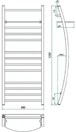 Водяной полотенцесушитель Grota Vela 480х1200 Хром 