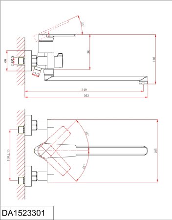 Смеситель для ванны с душем DK Bayern.Fürth (DA1523308) 