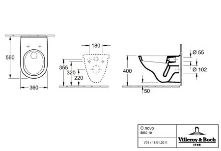 Унитаз подвесной Villeroy & Boch O Novo 56601001 альпийский белый 