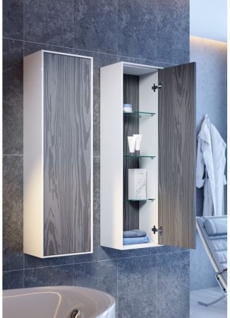 Шкаф пенал Aqwella 5 Stars Genesis 35 GEN0535MG подвесной Миллениум серый 