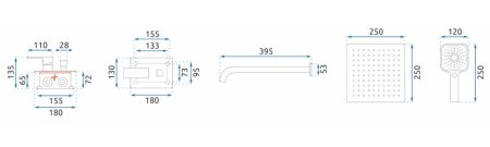 Душевой комплект 250 мм Rea Orix REA-P8464 