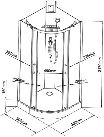 Душевая кабина Black&White Galaxy G8701 90x90 8701900 с гидромассажем 