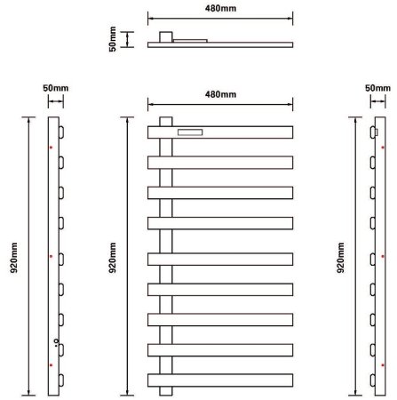 Электрический полотенцесушитель Black&White N-355B 48x92 355BI Черный матовый 