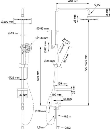 Душевая система Swedbe Harmony 5006 Хром 