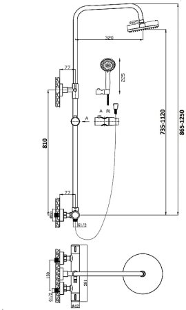 Душевая система Orange T02S3-912cr Хром 