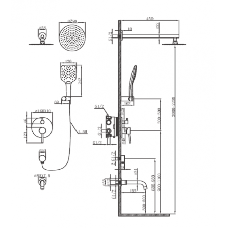Душевая система (встраиваемая) Landberg LB 21 3700D Хром 