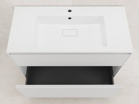 Тумба напольная "ЛИМА 100" эмаль, под раковину LINE 100, 2 ящ., PLUS, белый матовый 