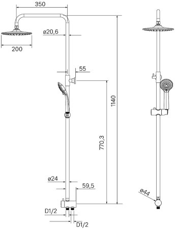 Душевая система Milardo Shower Set 3703F24M76 Хром 