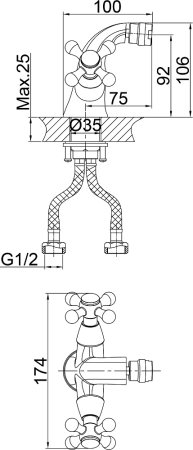 Смеситель D&K Hessen Hercules DA1422241 для биде 