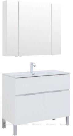 Мебель для ванной Aquanet Алвита New 100 1 ящик, 2 дверцы, белый матовый 