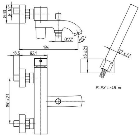 Смеситель для ванны Paini Lady 89CR105KM Хром 