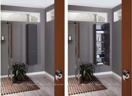 Шкаф-пенал для ванной Aquanet Алвита 35 серый антрацит 