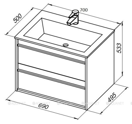 Тумба с раковиной Aquanet Lino 70 Дуб Веллингтон 