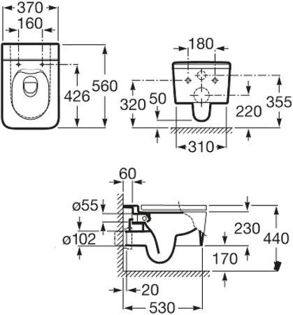 Унитаз Roca Inspira Square 346537000 подвесной без сиденья 