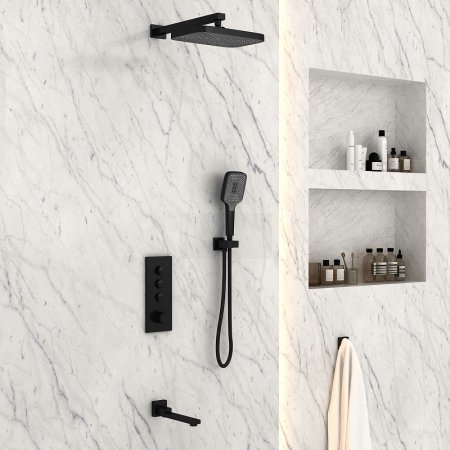 Душевая система Vincea VSFW-433T1MB с термостатом Черная матовая 